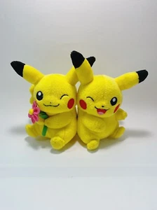 Pikachu Couple Pair Flower Pokemon Center 2012 Toy Plush 7" Doll Japan A333 - Imagen 1 de 6