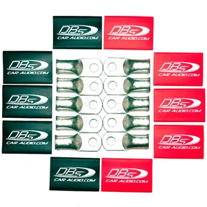 10x 1/0 Gauge 5/16" Hole Tinned Copper Ring Terminal Battery Lugs w/ Heat Shrink - Picture 1 of 6