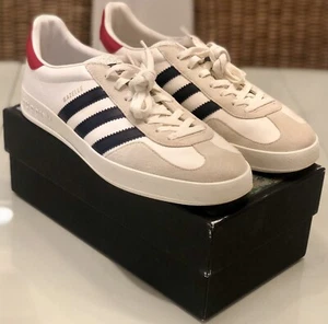 Gently Owned Mens Gucci x Adidas White/Blue Gazelle Sneakers US 12 Box Tags Rare - Picture 1 of 17