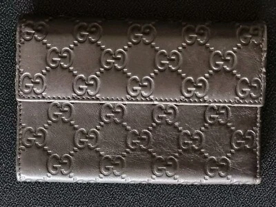 GUCCI PURSE GUCCISIMA PATTERN BROWN LEATHER A VINTAGE COLLECTIBLE FASHION BEAUTY - Image 1 of 4