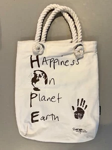 Stella McCartney Tote Bag 'Happiness On Planet Earth' Whateverittakes.org Cream - Picture 1 of 5