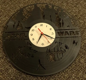 Vintage Star Wars Vinyl Record Wall Clock Home Fan Art 12" Jedi Yoda Darth Han - Picture 1 of 6