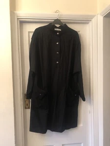 Jaeger London Black Silk & Wool Mix Classic Tunic Dress With Black Suede Trim,14 - Picture 1 of 12