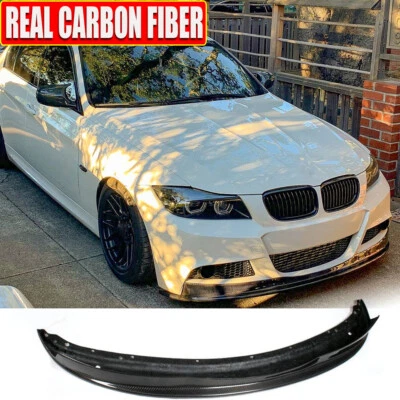 Fits BMW 3 Series E90 325i M Sport 2009-12 Carbon Fiber Front Bumper Lip Spoiler - Image 1 of 4