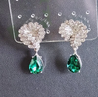 Pendientes colgantes de cristal - verde Foto 1 de 2
