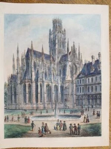 CONEY St OUEN Rouen From the garden Gravure rehaussée en couleurs 1830 - Picture 1 of 1