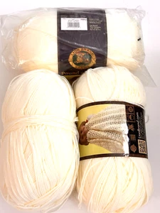 Lot of 2 Full/1 Partial ~ Lion Brand Pound of Love ~ Acrylic ~ Antique White - Picture 1 of 3