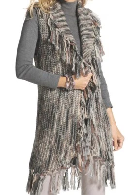 NWT Chicos Drama Fringe  Nolan Vest Cardigan Wool Blend Multicolor Sz S - Image 1 of 4