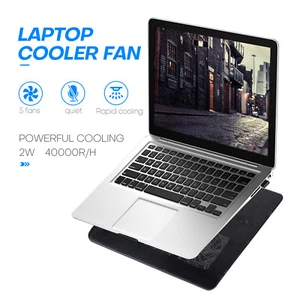 Slim Laptop Cooling Pad with 5 Silent Fans 17" Gaming Notebook Cooler Dual USB - Picture 1 of 10