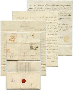GB 1837 Letter HOBSON SIZELAND RECTORY LODDON UD Circle TP 2d RATE to CHEAM - Picture 1 of 4