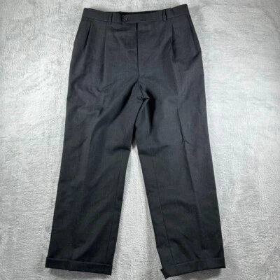 Pantalones Burberry Para Hombre 33x27 Gris Lana Pantalón Vestido Plisado Dobladillo Oficina Trabajo Foto 1 de 4