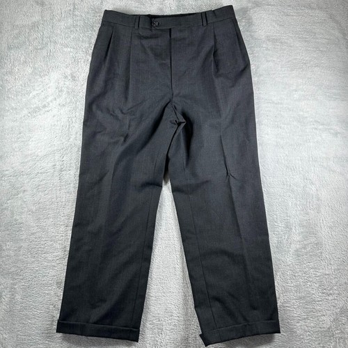 Pantalone Burberry uomo 33x27 grigio lana pantalone vestito plissettato orlato ufficio lavoro