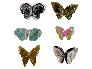 Natural Bi Tourmaline Butterfly Carved Polished Gemstone Wings Butterfly Carving - Picture 1 of 15