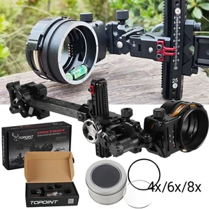 Carbon Rod Compound Bow Sight 5Pin 4X 6X 8X Lens 0.019" Fiber Archery Hunt RH LH - Picture 1 of 20