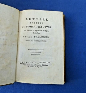 Fabroni Lettere Inedite Di Uomini Illustri Per Appendice A Vitae Italorum 1773 - Picture 1 of 6