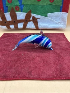 Chesapeake Bay Glass Blue Layered Dolphin 6 Inches - Picture 1 of 6