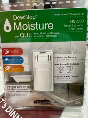 Interruptor de control inteligente del ventilador de baño con sensor de humedad de condensación DewStop HS-C00 blanco Foto 1 de 2