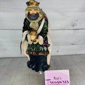 Vintage Wise Man Nativity MAGI Bearing Gift Large Ceramic HandPaint 11" Figurine - Picture 1 of 20