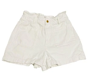 Zara Shorts Women's Size 6 White Denim Paperbag High Rise 3" Inseam Pockets - Picture 1 of 11