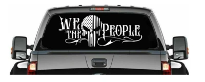 Calcomanía de vinilo We The People Punisher bandera estadounidense camioneta puerta trasera ventana Foto 1 de 2
