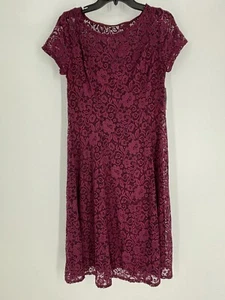 NWT RN Studio Red Maroon Crochet Lace Short Sleeve A-Line Dress Women's Size 6 - Picture 1 of 8