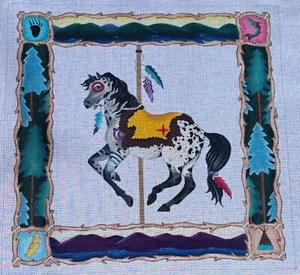 DeDe Carousel Spirit Horse Hand Painted Needlepoint Canavs - Picture 1 of 18