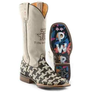 Botas para mujer Tin Haul Houndstooth hechas a mano marrones 14-021-0007-1476 - Imagen 1 de 2