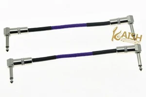 Pack of 2 Purple Right Angle Mono Guitar Effect Pedal Cable Effects Patch Cord - Picture 1 of 4