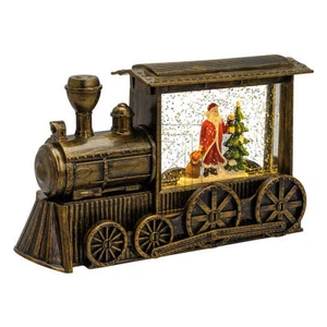  Weihnachten  LED Weihnachtslaterne mit Schneespiel Weihnachtsmann Lokomotive - Bild 1 von 2