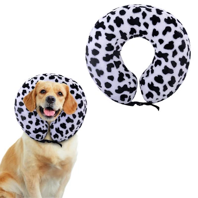 Cow Print Pet Inflatable Dog Neck Cone Recovery Healing Protective Collar - Image 1 of 4