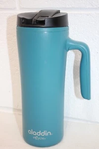Aladdin Insulated eCycle Travel Coffee Mug Cup 16 oz Teal BLUE CLEAN! w/ Handle - Picture 1 of 12