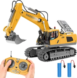 Remote Control Excavator Toys for Boys Turns 680-Degree 2 Batteries Metal Shovel - Picture 1 of 12