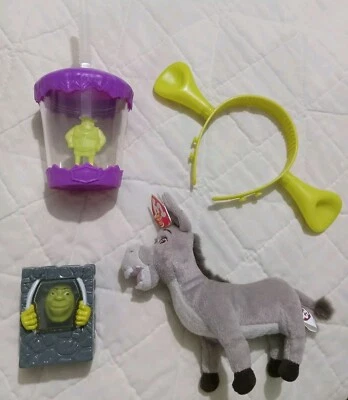 Shrek Toys Лот из 4 Осел TY Плюшевая Чашка для Напитков Пугающая Обруч для Головы Shrekless  - Изображение 1 из 4