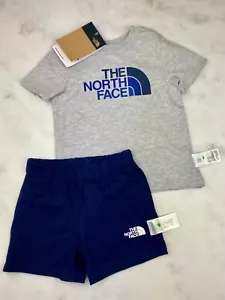 The North Face Toddler Cotton Summer T-Shirt and Short Set Grey Navy / RRP £35 - Picture 1 of 8