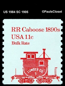 US 1984 SC 1905 RR CABOOSE 11¢ RED BULK RATE MNH OG COIL P10V F/VF - Picture 1 of 2