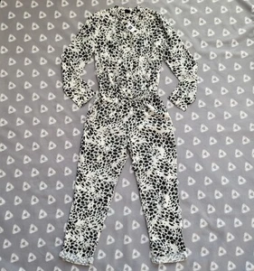 NWT Gap Kids Sz 8 Animal Print White Black Jumpsuit Pocket Romper Long Sleeve - Picture 1 of 12