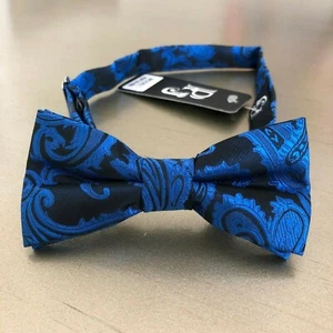 Royal Boy Straight Cut PAISLEY PATTERN Pre-tied Bow tie Kids Wedding Party Prom - Picture 1 of 3