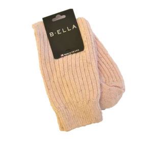 B. Ella Damen 93% KASCHMIR Crew Socken Bulky Rib Speckle Layla hellrosa - NEU - Bild 1 von 1