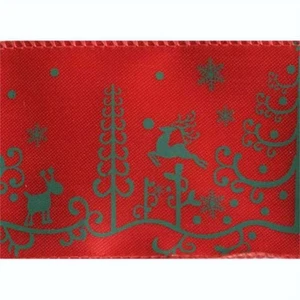 Reindeer Christmas Red Satin Andee Wide Wired Ribbon 50 yards NEW holiday winter - Picture 1 of 1