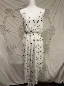 Dream Of Me White Bird Print Elastic Waist Racer Back Goucher Jumpsuit Sz S - Picture 1 of 6