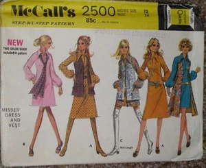 Vintage 1970 McCall's Sewing Pattern:  #2500 Step by Step Pattern  SZ 12 - uncut - Picture 1 of 5