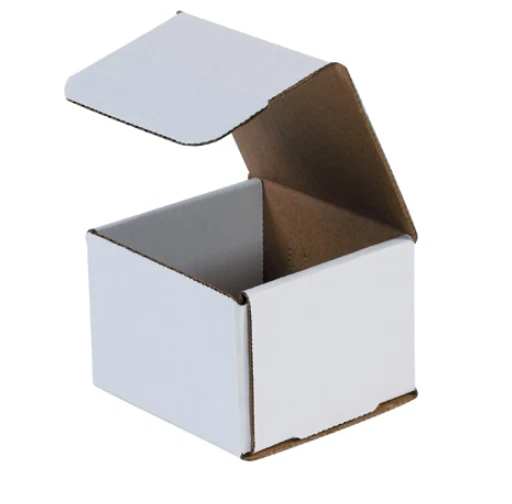 1-200 CHOOSE QUANTITY 4x4x4 Corrugated White Mailers Packing Boxes 4" x 4" x 4" - Image 1 of 4