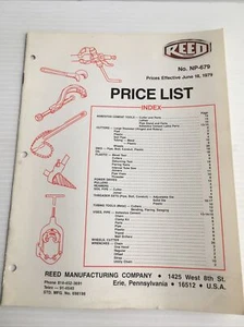 1979 Reed Industrial Pipe Work Vintage tool catalog Price List (only no catalog) - Picture 1 of 3