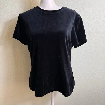 Kathy Ireland Top Women's L Black Velvet Short Sleeve Pullover Casual Wear Tee - Image 1 of 4