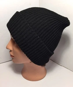 Black Hats Long Cuff Beanie Cap Head-wear Warmer Cold Weather for Men Women - Picture 1 of 10