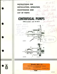 WORTHINGTON D1011 D1012 PUMPS W/ ASBESTOS PACKINGS REPAIR MANUAL 2013-E1D - Foto 1 di 1