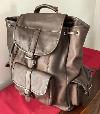MARLBORO ADVENTURE TEAM Large Promo LEATHER BACKPACK Rustic Dark Brown Bag New - Image 1 of 4