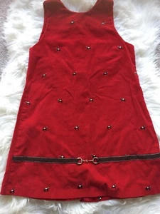 Corduroy Dark Red Dress With Embroidered Horses Size 8 - Bild 1 von 6