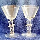 2ea 40's ART DECO Bubble glass Morgantown Knickerbocker Top Hat Cocktail Goblets