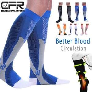 1 Pair Compression Socks Calf Sleeve Leg Support Brace 15-20mmHg For Men Women - Picture 1 of 23